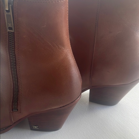 San Edelman Brown Leather Ankle Boots - Picture 4 of 6